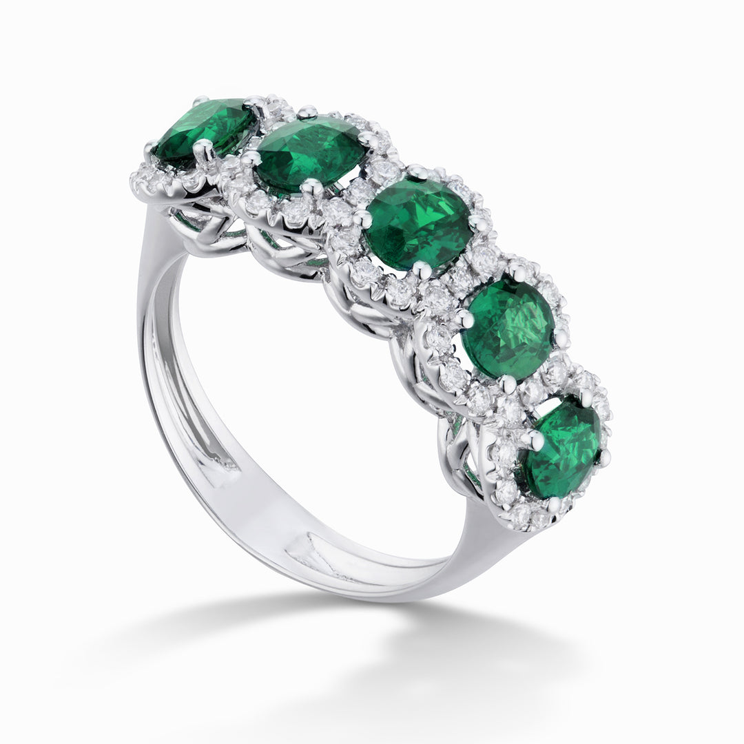 Golay-Ring mit 5 4x3 ovalen Smaragden und Konturdiamanten ACL5123DISM43-25105110132