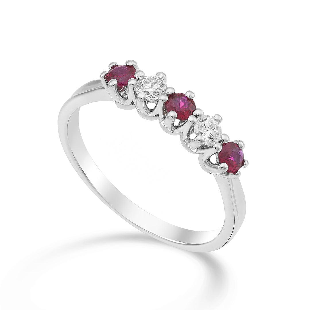 Golay linear riviera ring 5 stones, rubies and diamonds AR5L046DIRU-22340110081