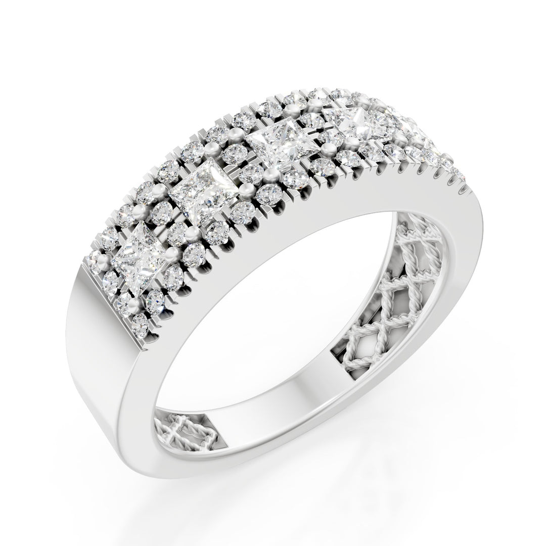 Bague bandeau Golay avec 5 diamants princesse et contour AFS460D-24179110002