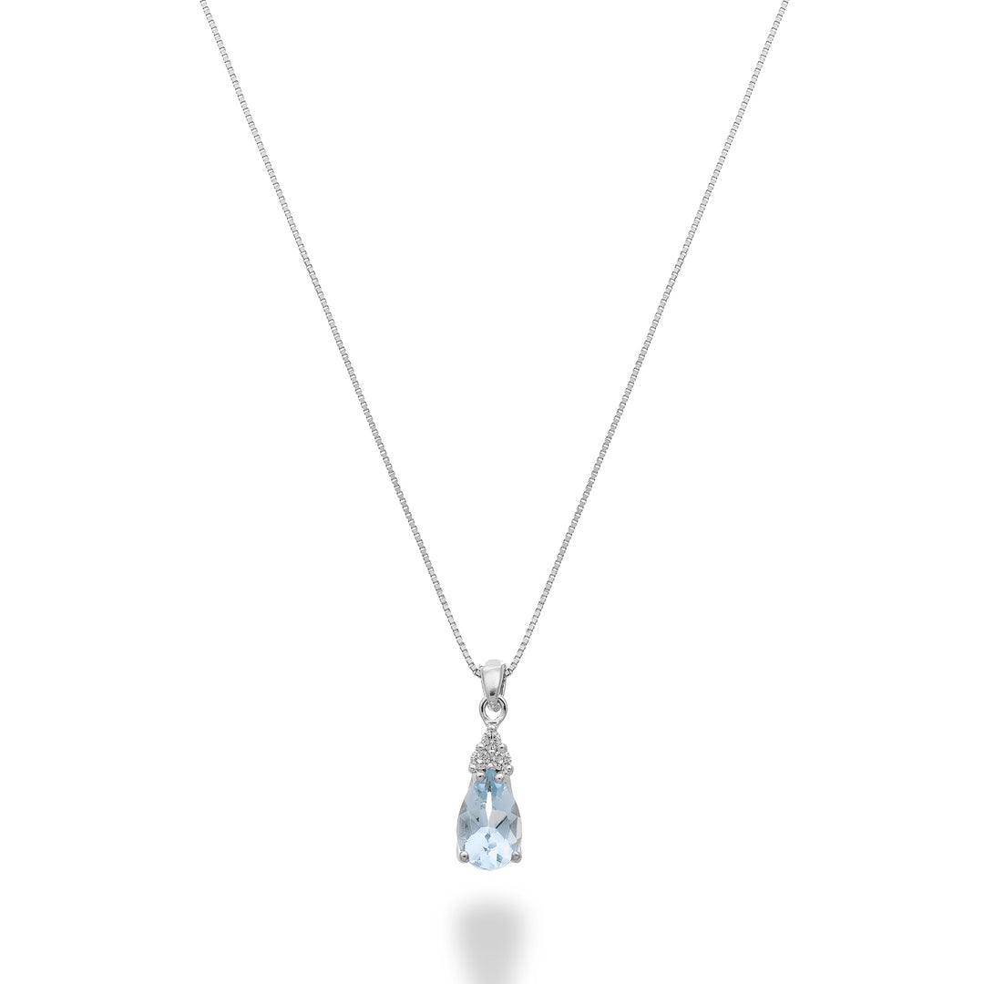 Mikiko cl 18k Aquamarin Tropfen 6x4 mit drei Diamanten MD5192O4AM