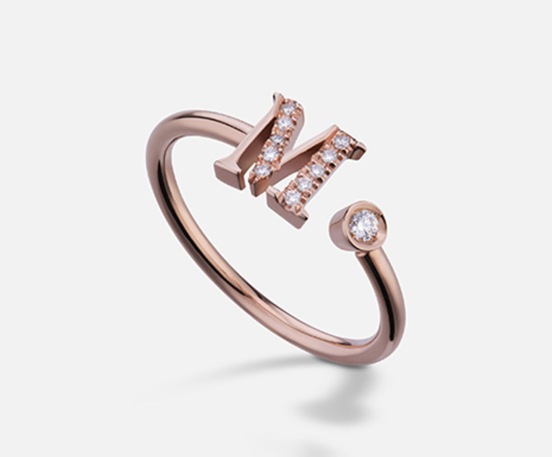 Golay une lettre m 9k grand or rose diam. ct.0,08 GAFMD2R3