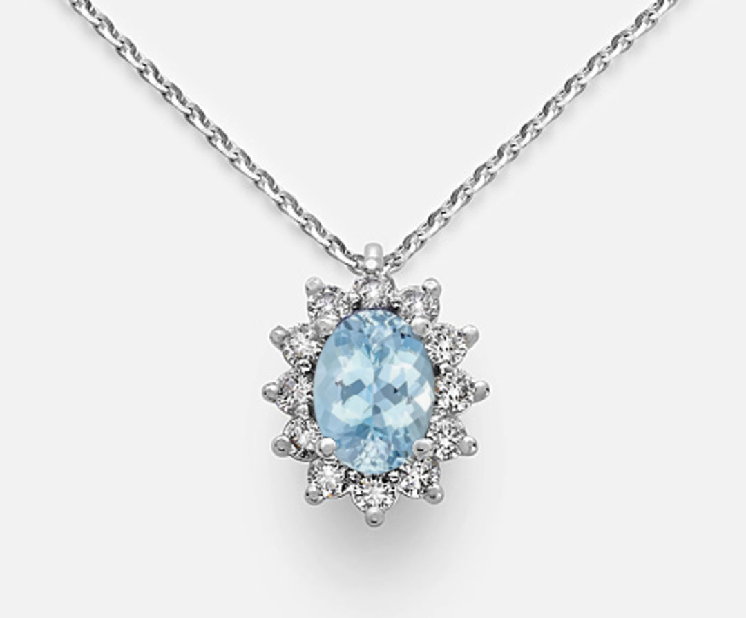 Mikiko cl 18k acquamarina ovale 7x5 ct.0,50 diam. ct.0,30 MD5048O4AM
