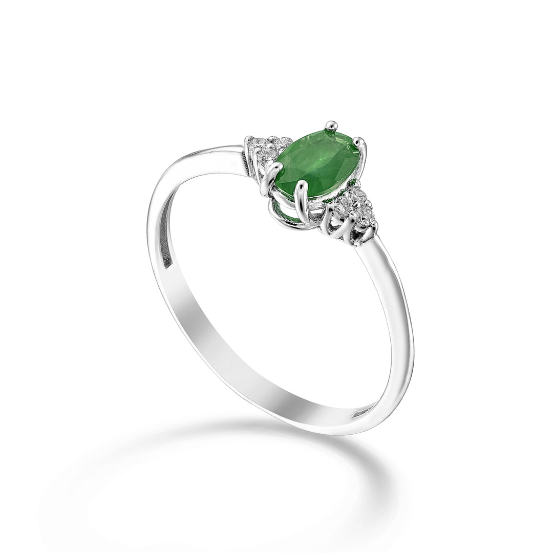 Nihama an 18k smeraldo n. ovale 6x4 e diamantini laterali NA5211O4SMN045
