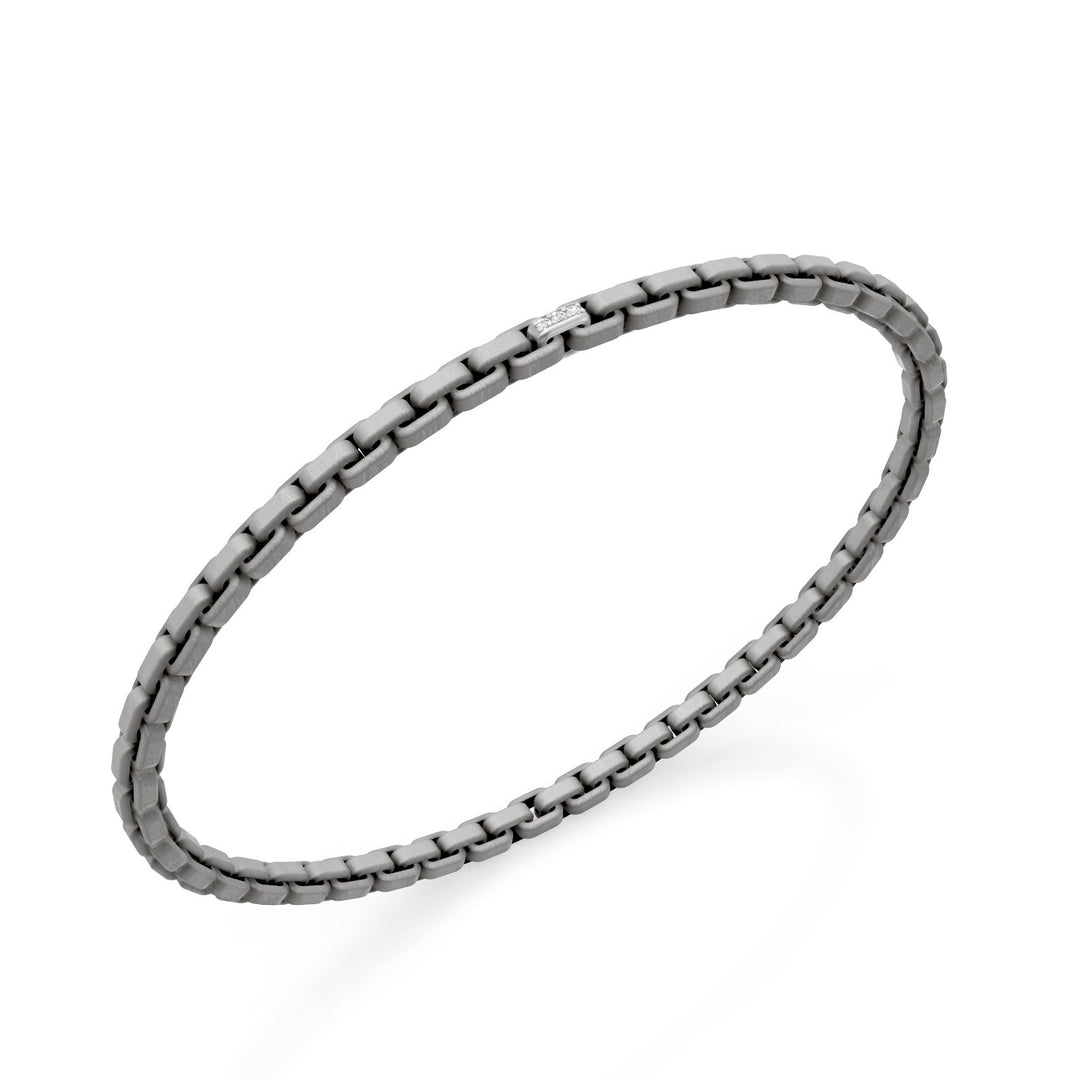 Graues Golay-Titanarmband mit Platin-Pavé-Einsatz, quadratisches Glied, 18 cm GBR033E1PTDIGR-180