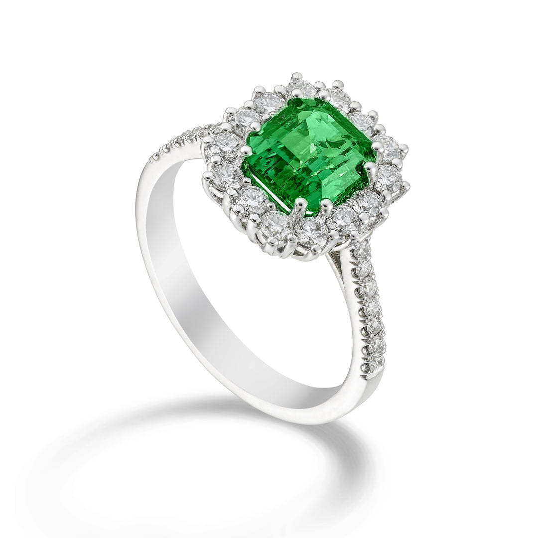 Golay oct emerald ring 7x7 contour and recessed shank ACLC079DISM77-23310110100