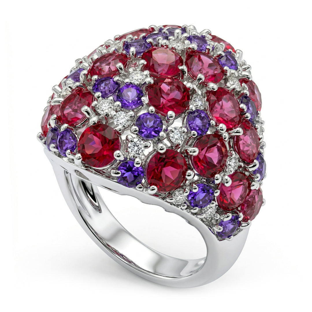 Golay anello pave topazi rosa e viola e diamanti APV010DITPV-18191110102