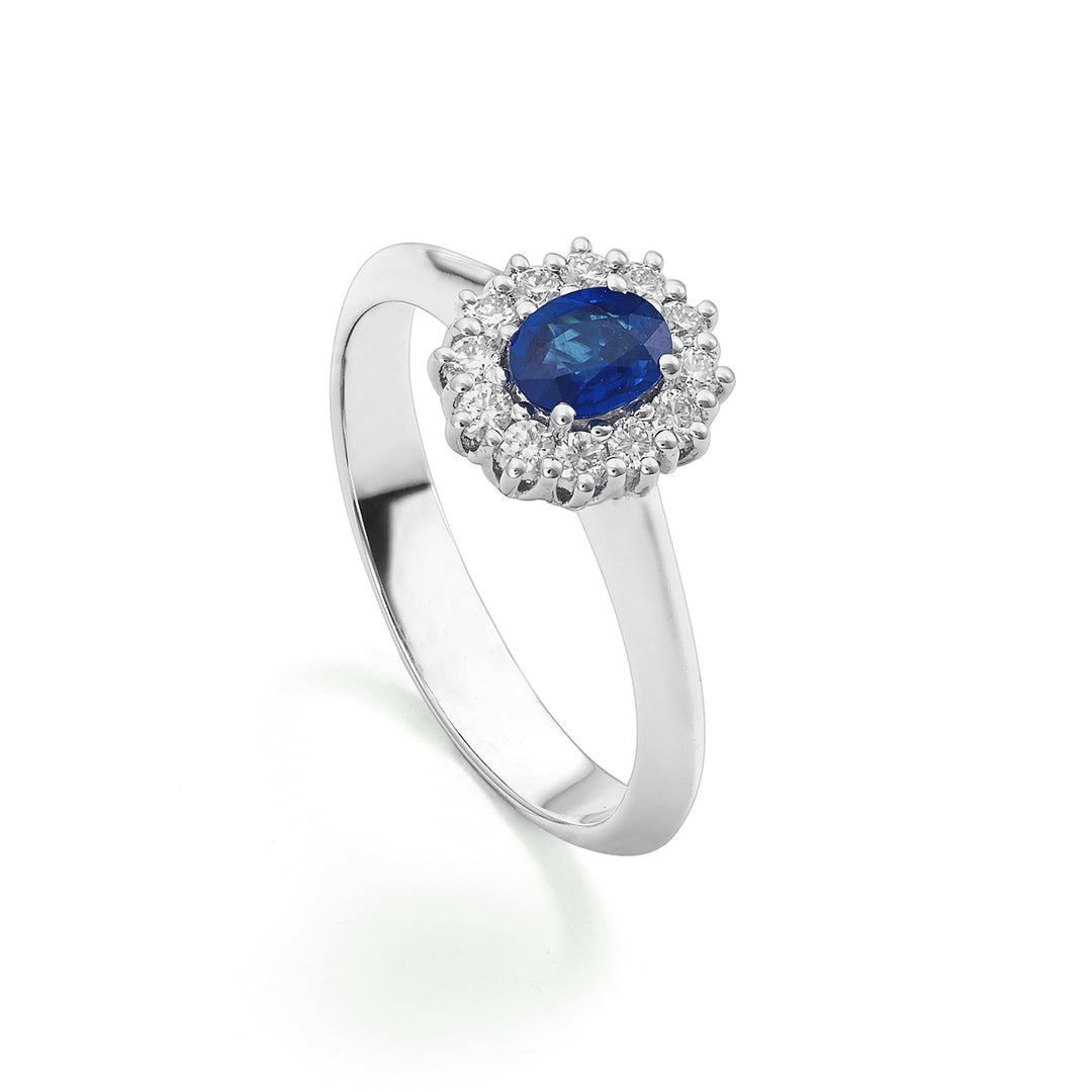 Golay ring with 7x5 oval sapphire and contour diamonds ACL121DIZB57-22110110076