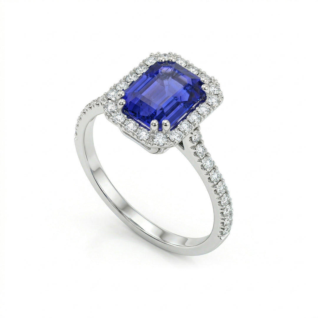 Bague tanzanite octogonale Golay 8x6 et diamants ACLC072DITZ4-24072110229