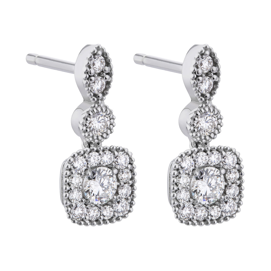 World Diamond Group orecchini pendenti jasmine centrale con contorno OCT026DI4-19008110015