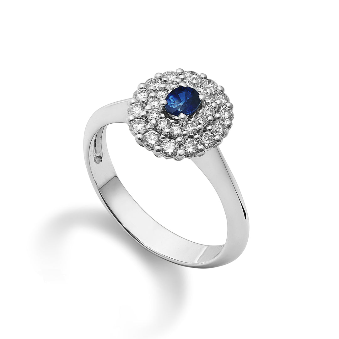 Golay ring with 4x3 oval sapphire and double contour ACLC128DIZB34-22123110070