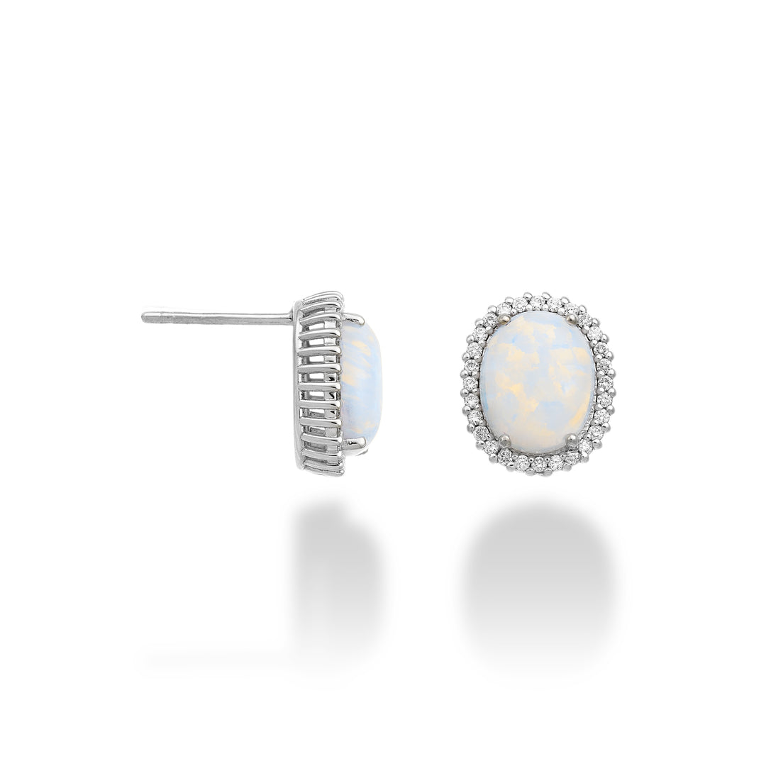 Mikiko ou cabochon ovale opale 9k 10x8 avec diamants contour MO5175R4OP
