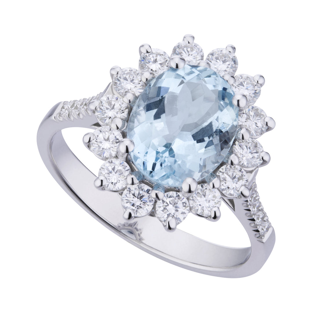 Ovaler Aquamarinring der World Diamond Group 8x6 und Diamantkontur ACLC056DIAQ2-22040110048