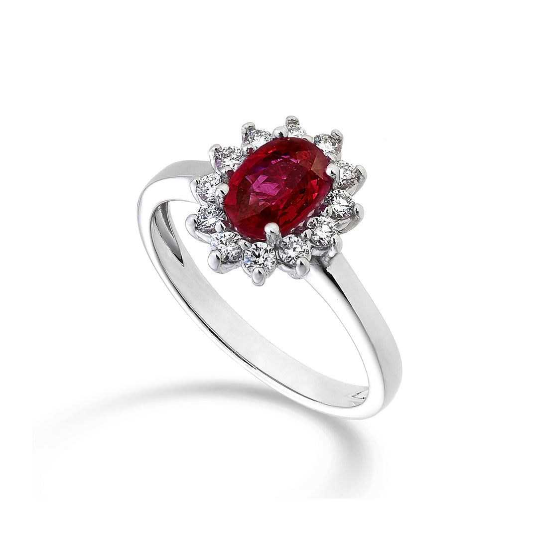 Nihama an 18k rubino n. ovale 7x5 ct. 0,85 diam. ct.0,30 NA5094O4RBN085