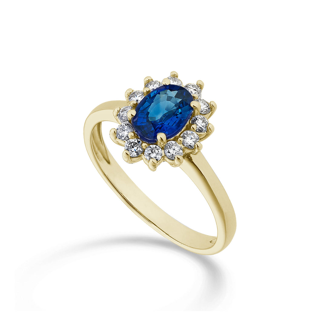 Nihama, ein 18 Karat ovaler Saphir, 7x5 Gelbgold, 0,80 ct Durchm. 0,30 ct NA5094O1ZFD