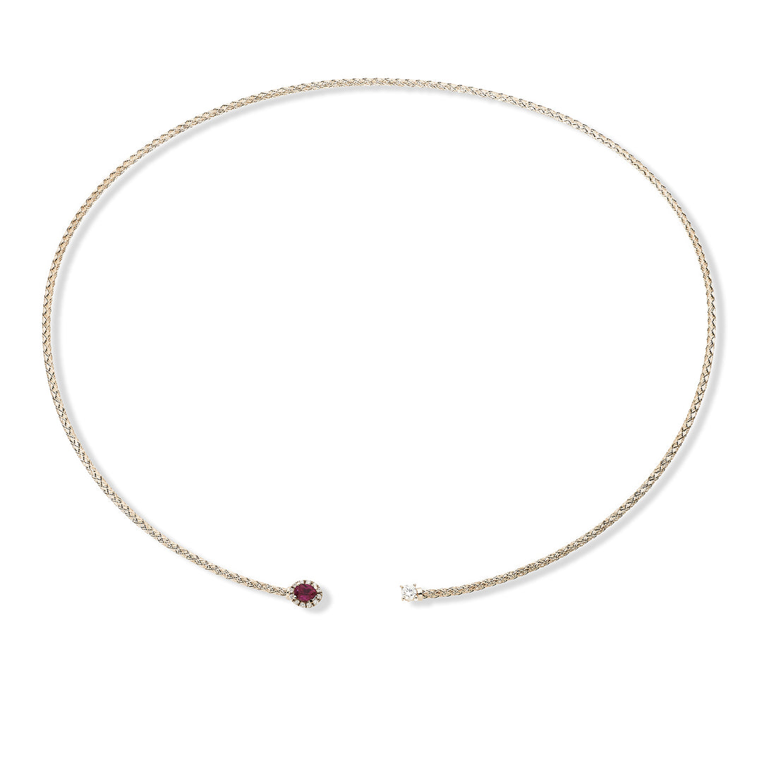 World Diamond Group cl 18k oval natural ruby ​​mesh 4x3 ct.0.21 diam. 0.13 ct rose gold GDMAGLIA03DIRUO3