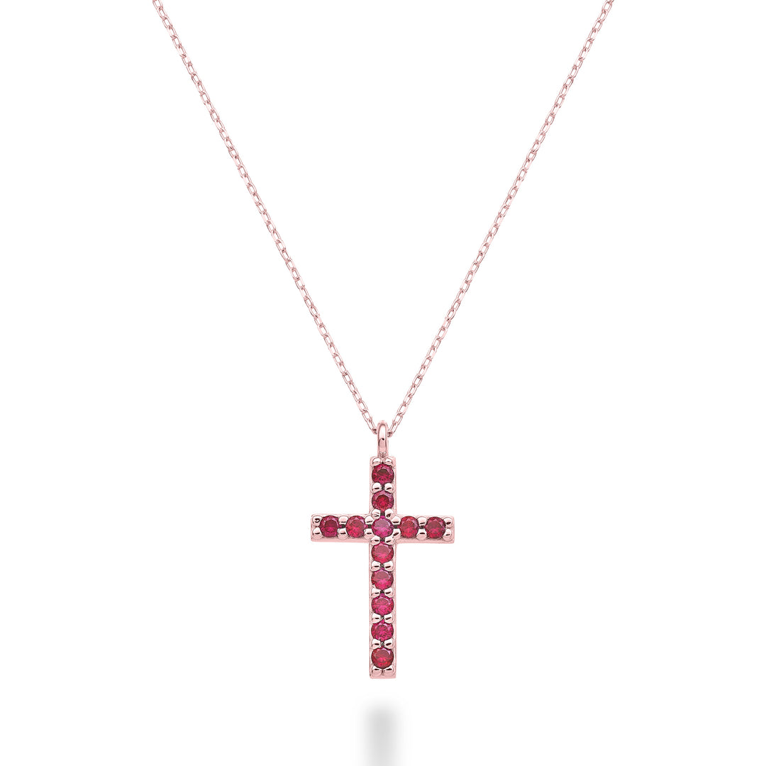 Nihama cl 18k croix taille 4 or rose avec rubis 0,25 ct NDCRO4O3RBR