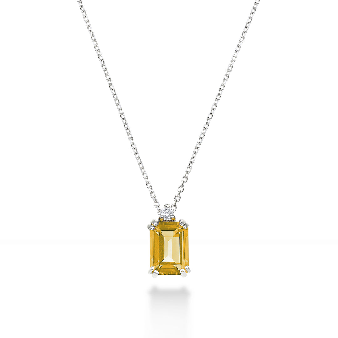 Nihama cl 18k octagonal citrine 7x5 ct.0.85 diam. ct.0,025 NPCL090DICITR2O4