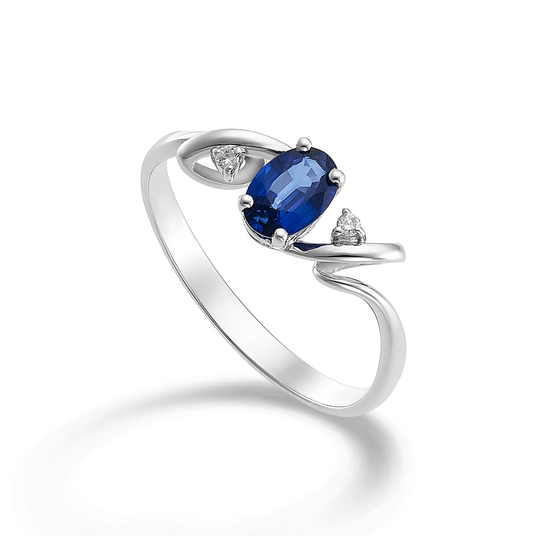Nihama, ein 18-karätiger Saphir Nr. oval 6x4 ct.0,62 Durchm. 0,02 ct NA5057O4ZFN062