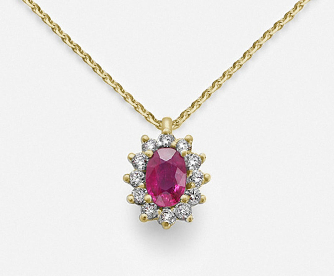 Mikiko cl 18k ruby ​​n. oval 6x4 ct.0.62 diam. 0.23 ct yellow gold MD5047O1RBN062