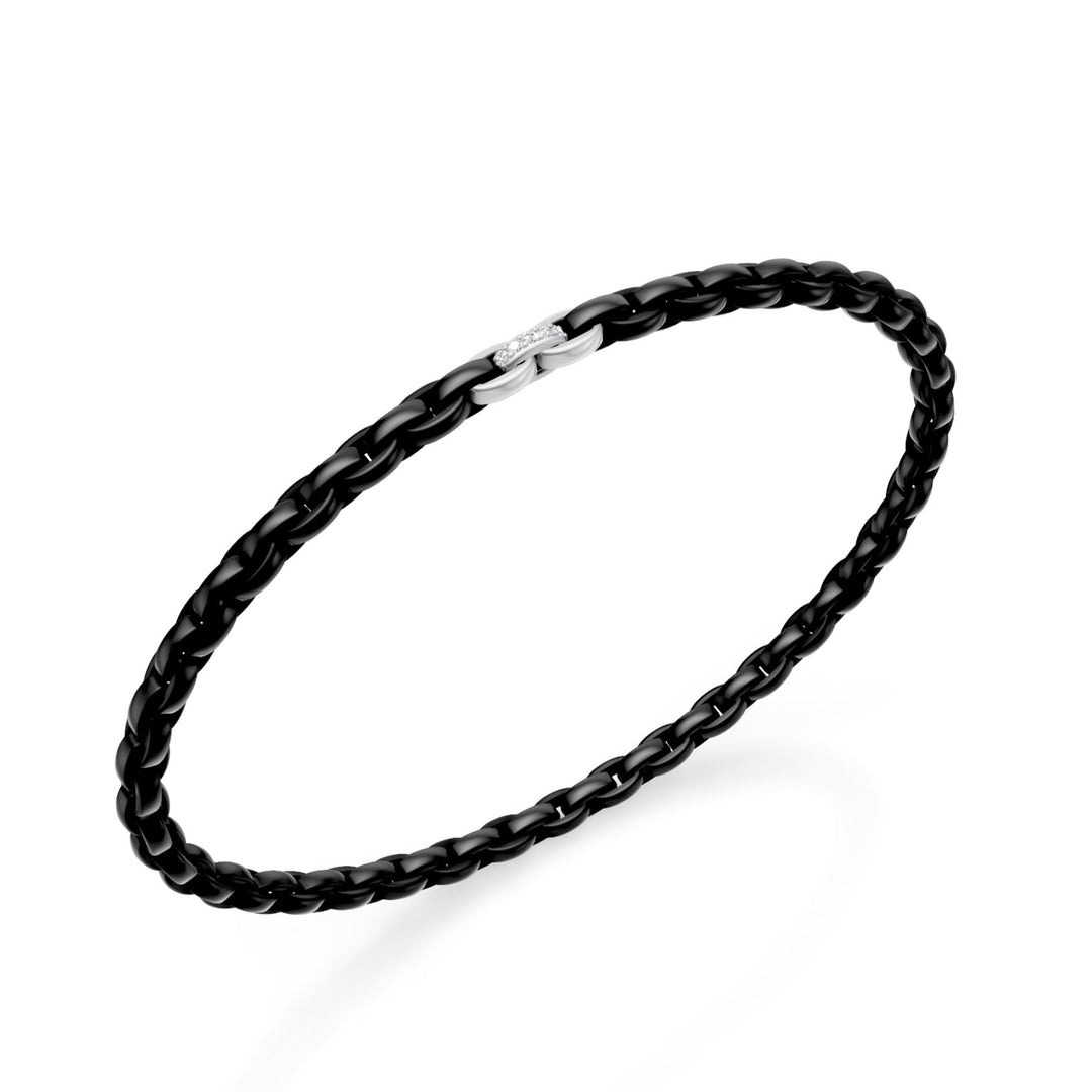Golay-Armband aus schwarzem Titan, mit drei Platineinsätzen, von denen nur der mittlere mit Diamanten besetzt ist, ovales Glied, 19 cm GBR034E3APTDINE-190