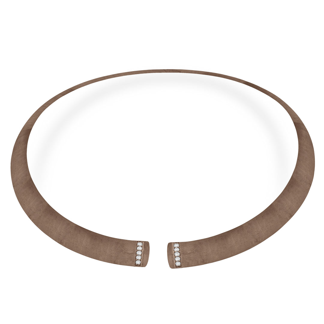Golay girocollo in titanio marrone texture e diamanti sull&