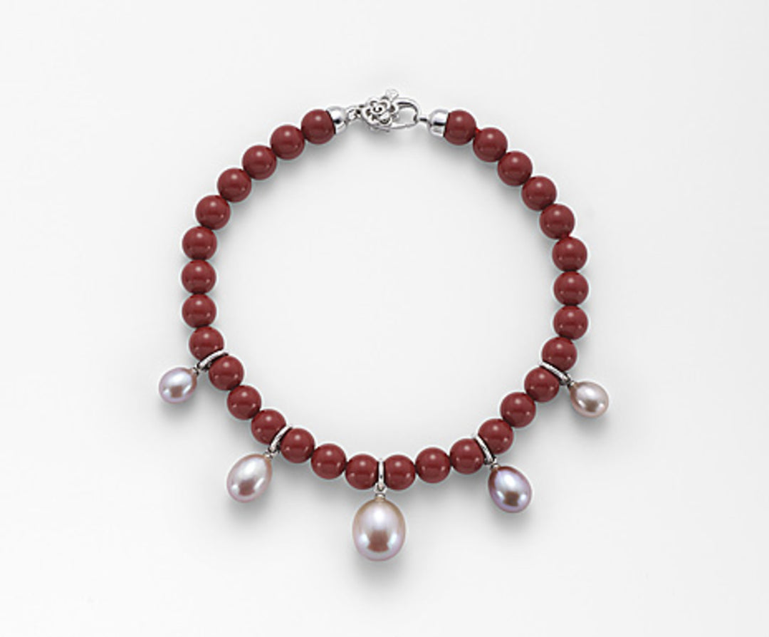Mikiko br ag925 fw mu drop 5,5/6 6,5/7 8/8,5 aggloméré corail rouge 6mm MB7372A4COROSSO