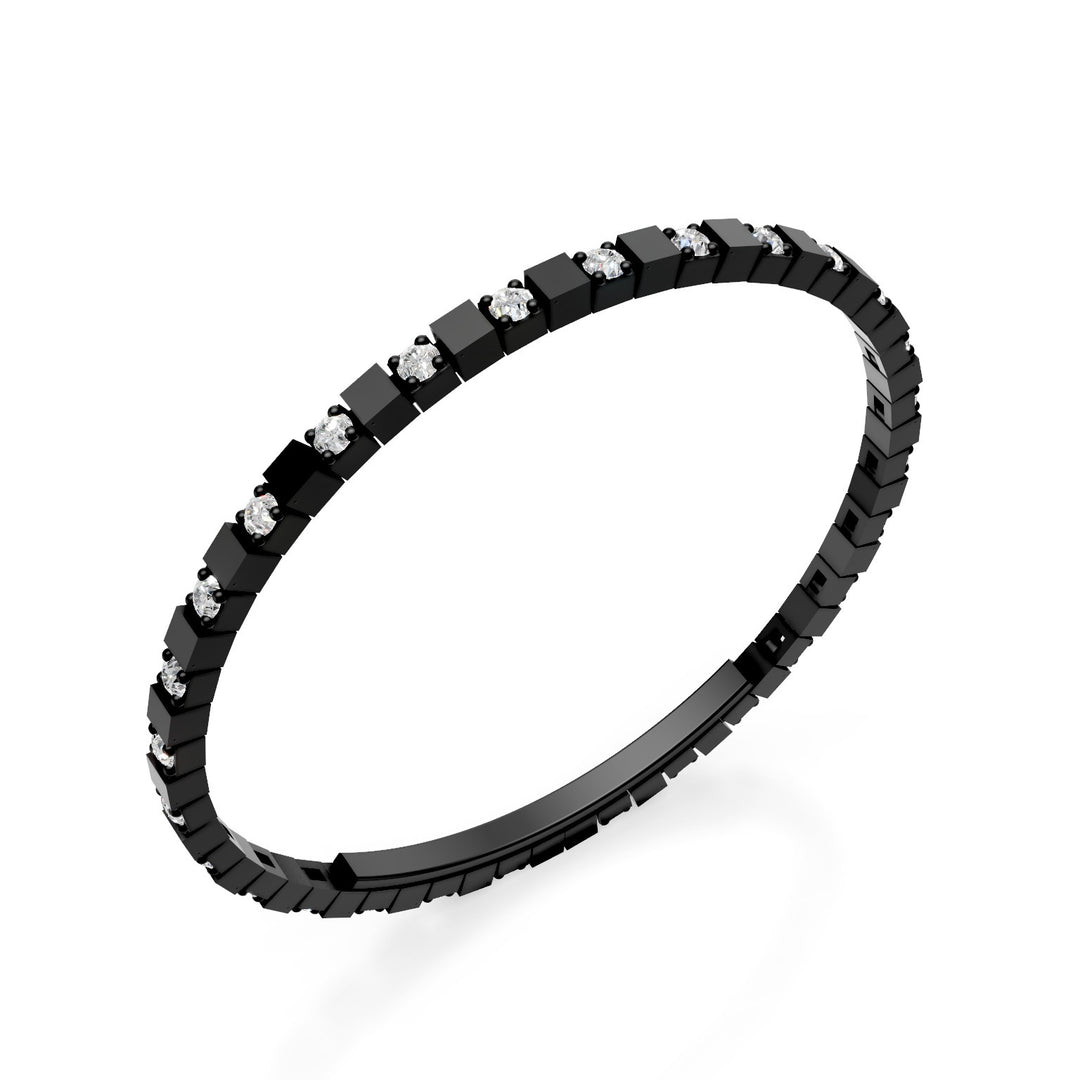 X-Diamond Tennisarmband aus schwarzem Titan, Lab G.D. im Wechsel mit Butterfly-Verschluss, 18 cm, dritte Größe LXDBRT013ALDINE-180