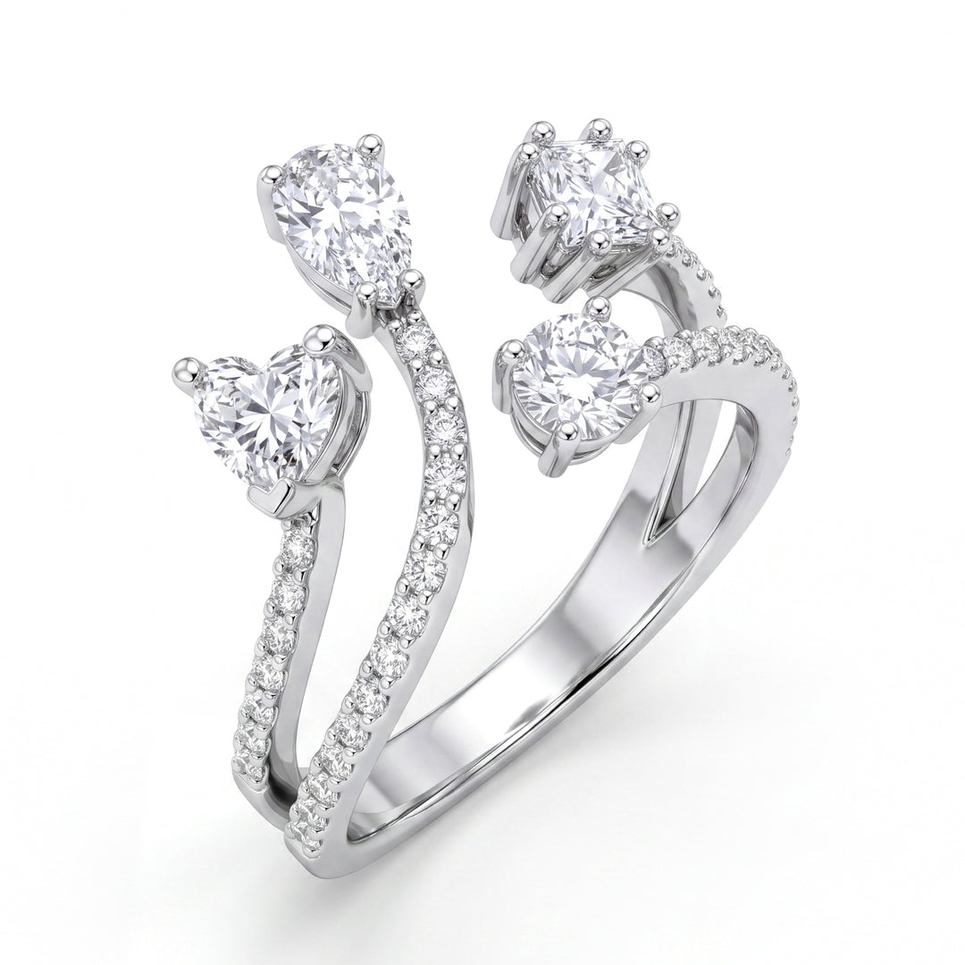 Golay ring four diamonds shape and diamonds on the shank AMP664DB-26119110162