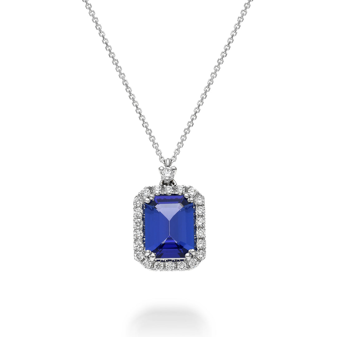 Collier tanzanite octogonal Golay 9x7 contour diamant PCL072DITZ5-22273110015