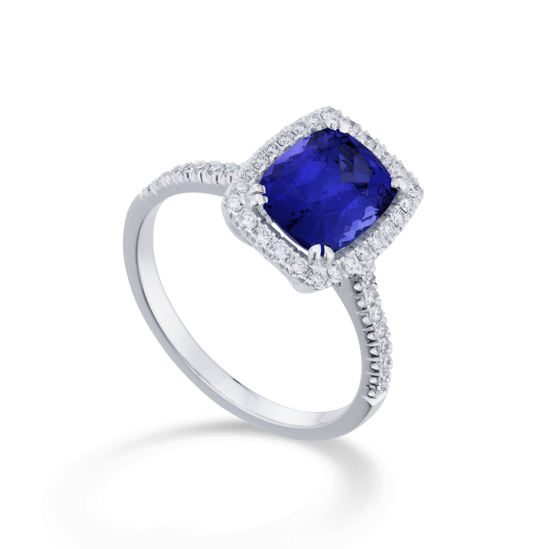 Golay tanzanite cushion ring 7x7 and diamonds ACLC076DITZ77-26156110187