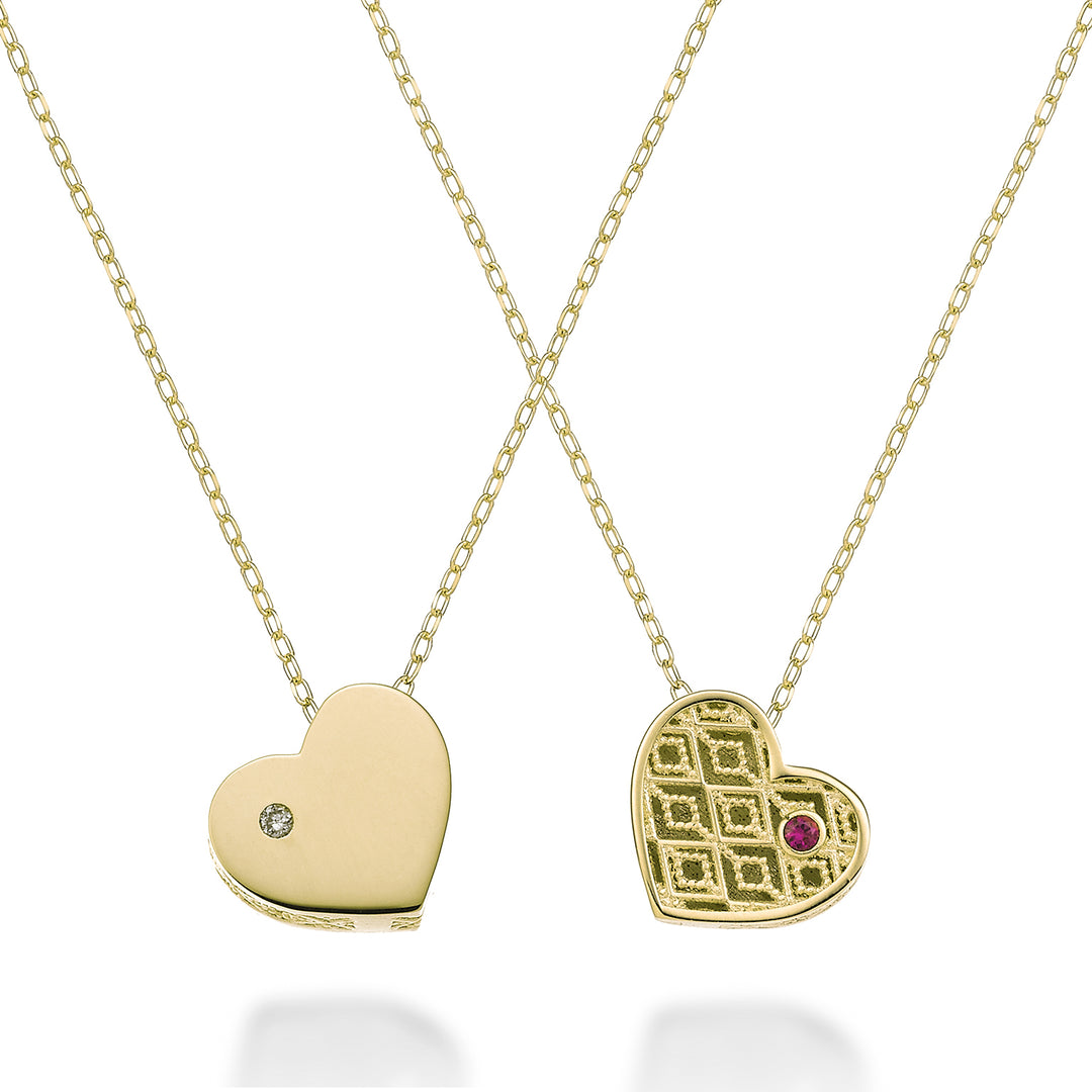 Mikiko cl 18k petit coeur un côté or jaune poli diam. Rubis 0,005 ct 0,005 ct MDCUOREPLO1
