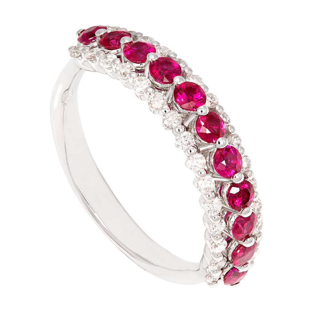 Bague Golay 2 rangs diamants + 1 rang rubis ABE1034-0511R-11334110004