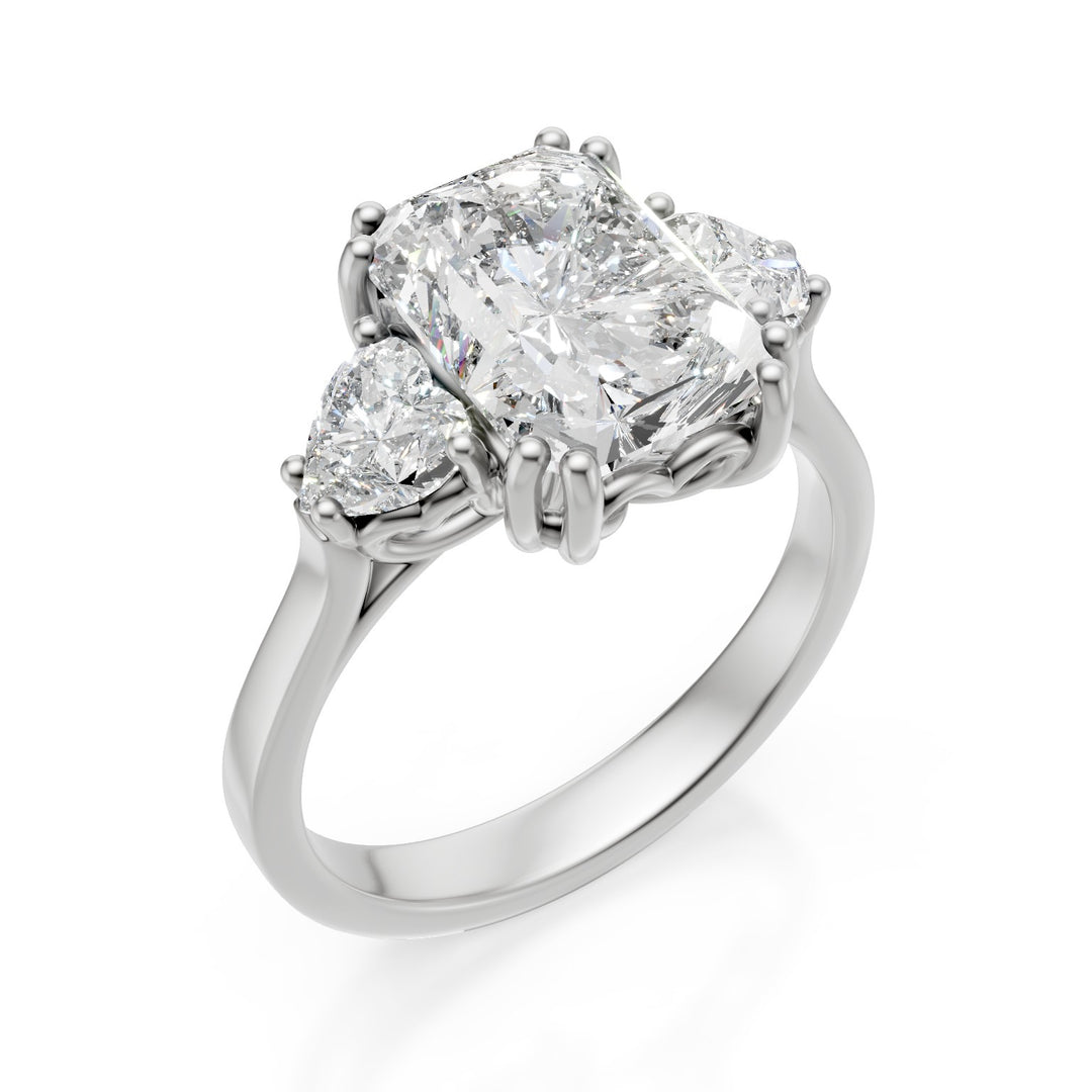 X-Diamond un laboratoire de 18 carats g.d. ct total. 3,70-cents. ct. 3.02 octogonal - coeurs latéraux ct. 0,68 LXDAPU082O4OTBI370