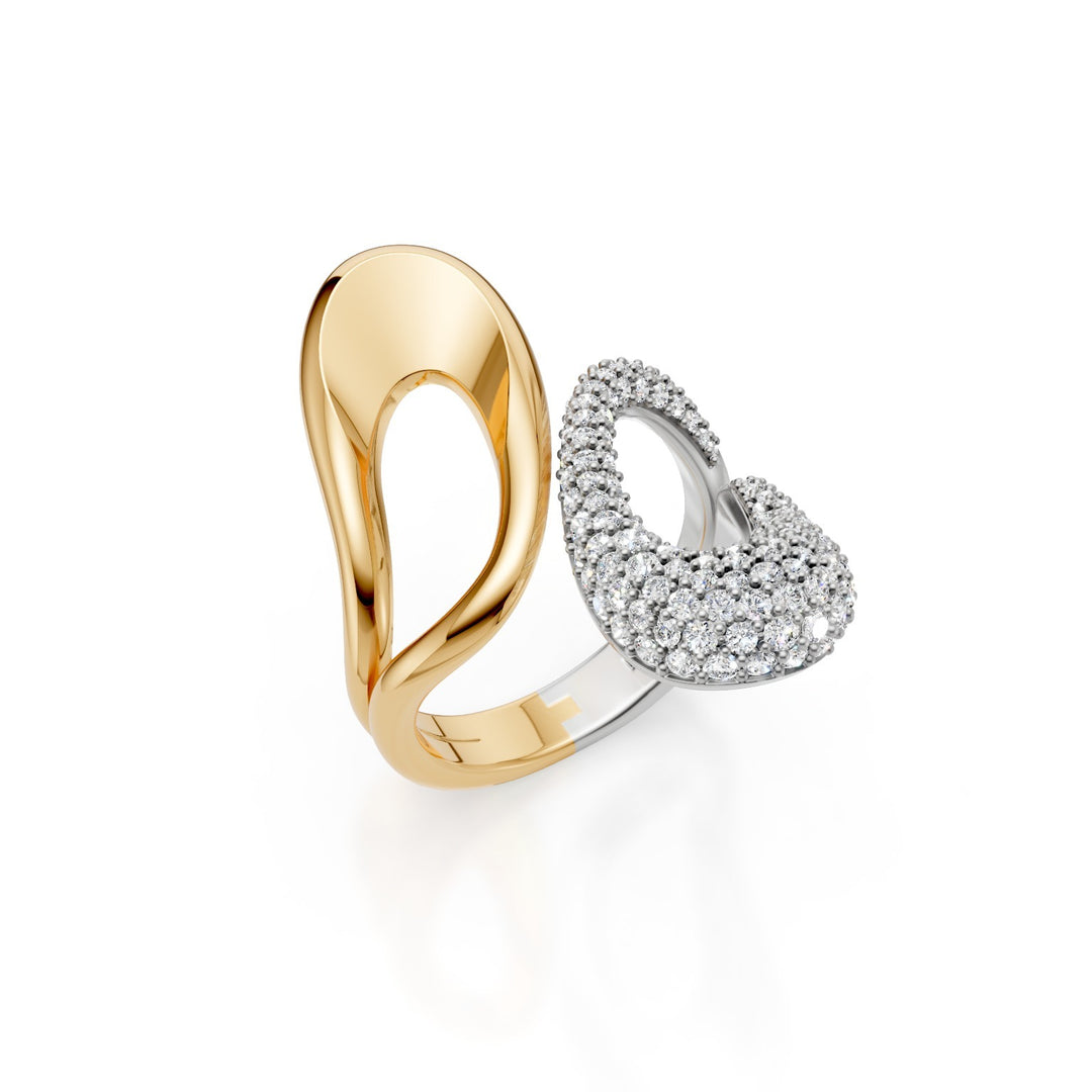 Bague design Golay en or jaune, extrémités pavées AD643DG-25059110087