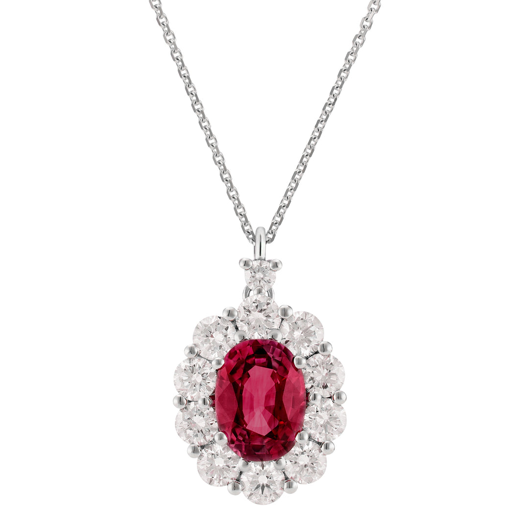 Golay 8x6 oval ruby necklace and diamond outline PCL044DIRU1-25317110122