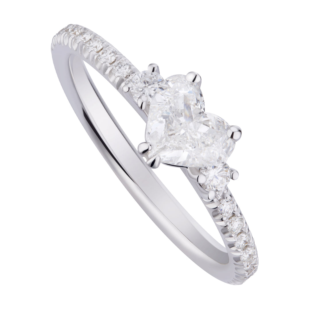 World Diamond Group anello solitario con cuore e gambo incassato ACUC017DI1-22308110043