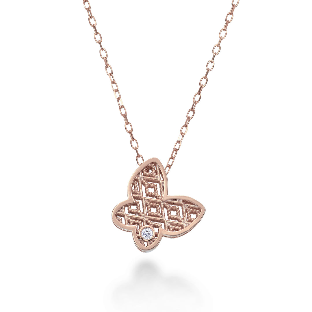 Mikiko cl 18k farfalla oro rosè diam. ct.0,01 MDFARFO3