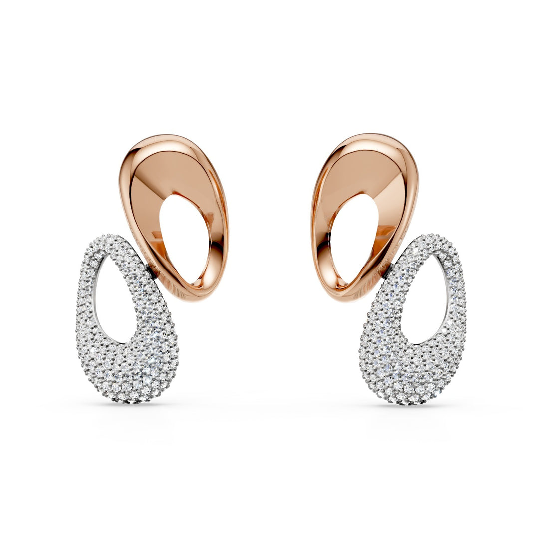 Golay two-tone white and pink earrings, pave&