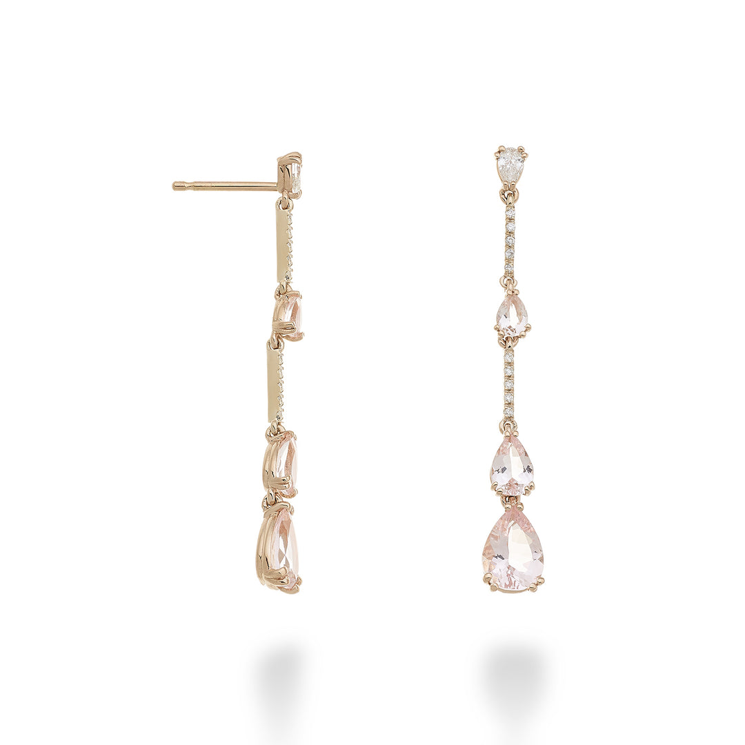 Golay pend morganite earrings with scalar and bar drop. OCL197DMOP68-23139110036