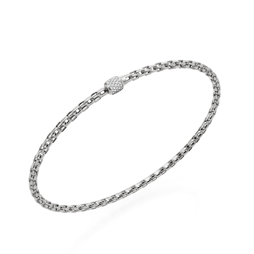 Golay square soft link bracelet, in 18kt white gold and set clasp with diamonds, 18.5cm GBR004O4DIBI060-185