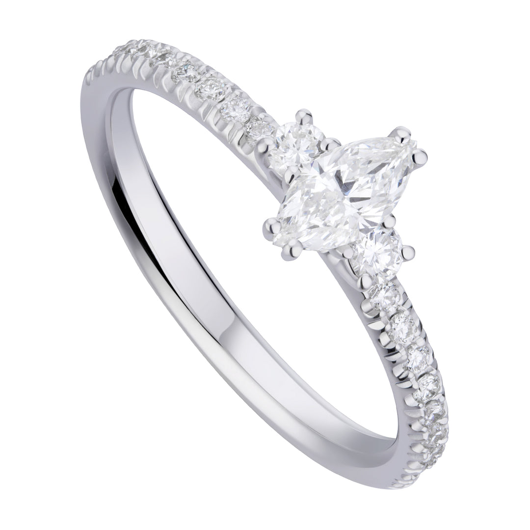 Solitärring der World Diamond Group mit Marquise und vertiefter Schiene AMQC017DI1-19129110087