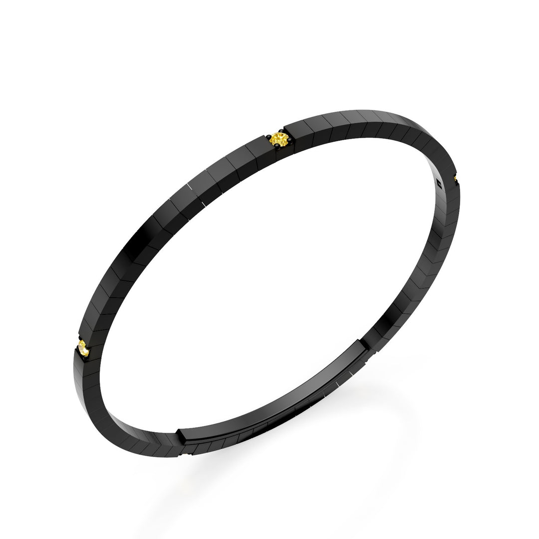 Bracelet tennis X-Diamond en titane noir avec cinq points de laboratoire g.d. fermoir fantaisie jaune et papillon, 18,5 cm, deuxième taille LXDBRT012S5FYNE-185