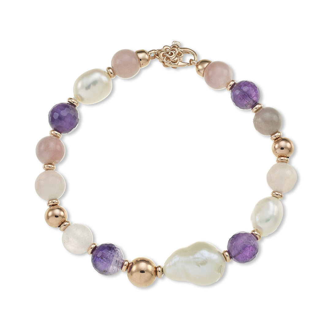 Nihama br ag925 fw bar 9/10 nucl. 11/12 Amethyst und rosa Opal 8 mm NB7457A3AMETISTA