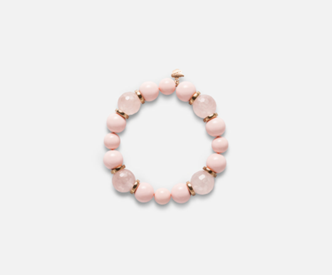 Mikiko br ag925 aggloméré de corail rose 12/10mm. quartz rose 14mm MB7406A3CORAL