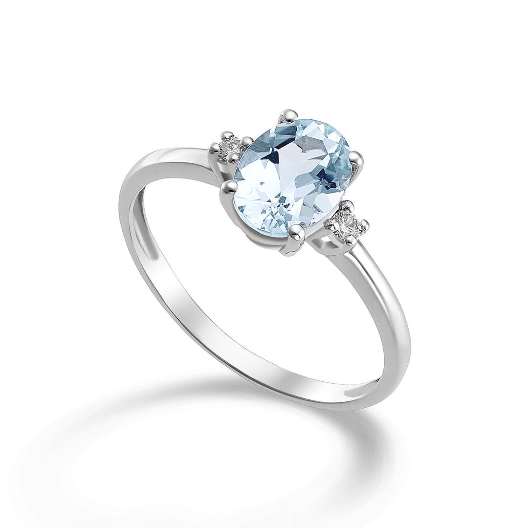 Mikiko, ein 9 Karat ovaler Aquamarin mit 7 x 5 ct. 0,50 Durchm. ct.0,03 MA5073R4AM