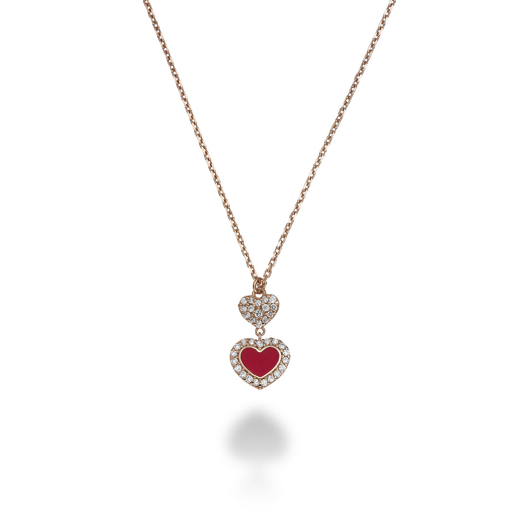 Mikiko cl 9k ct.0,16 double red enamel heart MD5080R3BR016