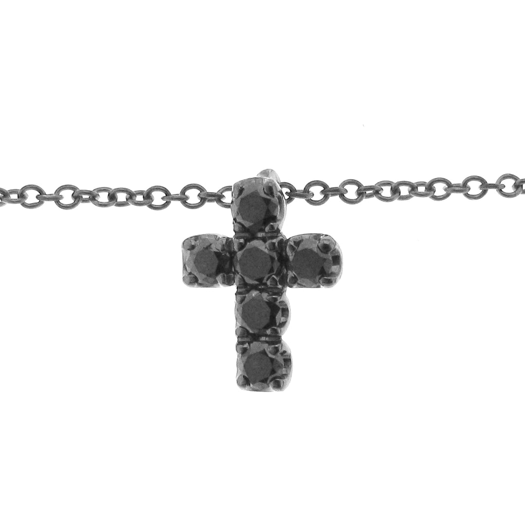 Kleine Golay-Kreuzhalskette aus schwarzen Diamanten CFP3140N