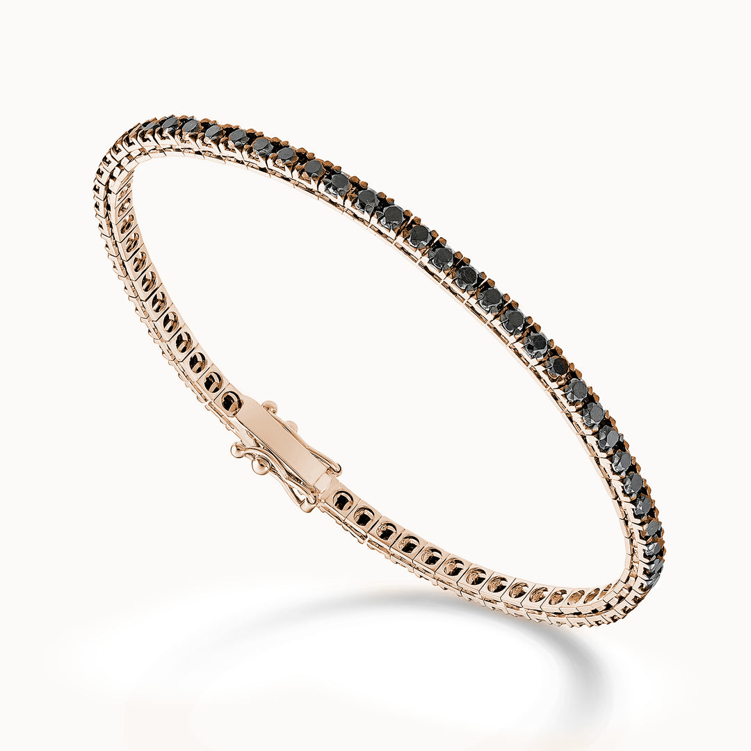 X-Diamond Br Tennis 18 Karat schwarze Diamanten ct. 2,80 cm.17,5 – 71 Fassungen – Steine ​​2,00 mm. 1+11+1 Roségold LXDBTQ250BKO3