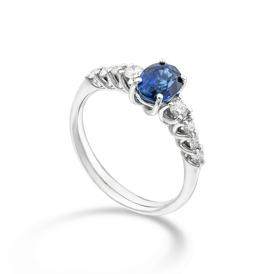 Golay riviera ring with 9 scalars oval sapphire 6x4 and dia AR9S440DZB64-24270110093
