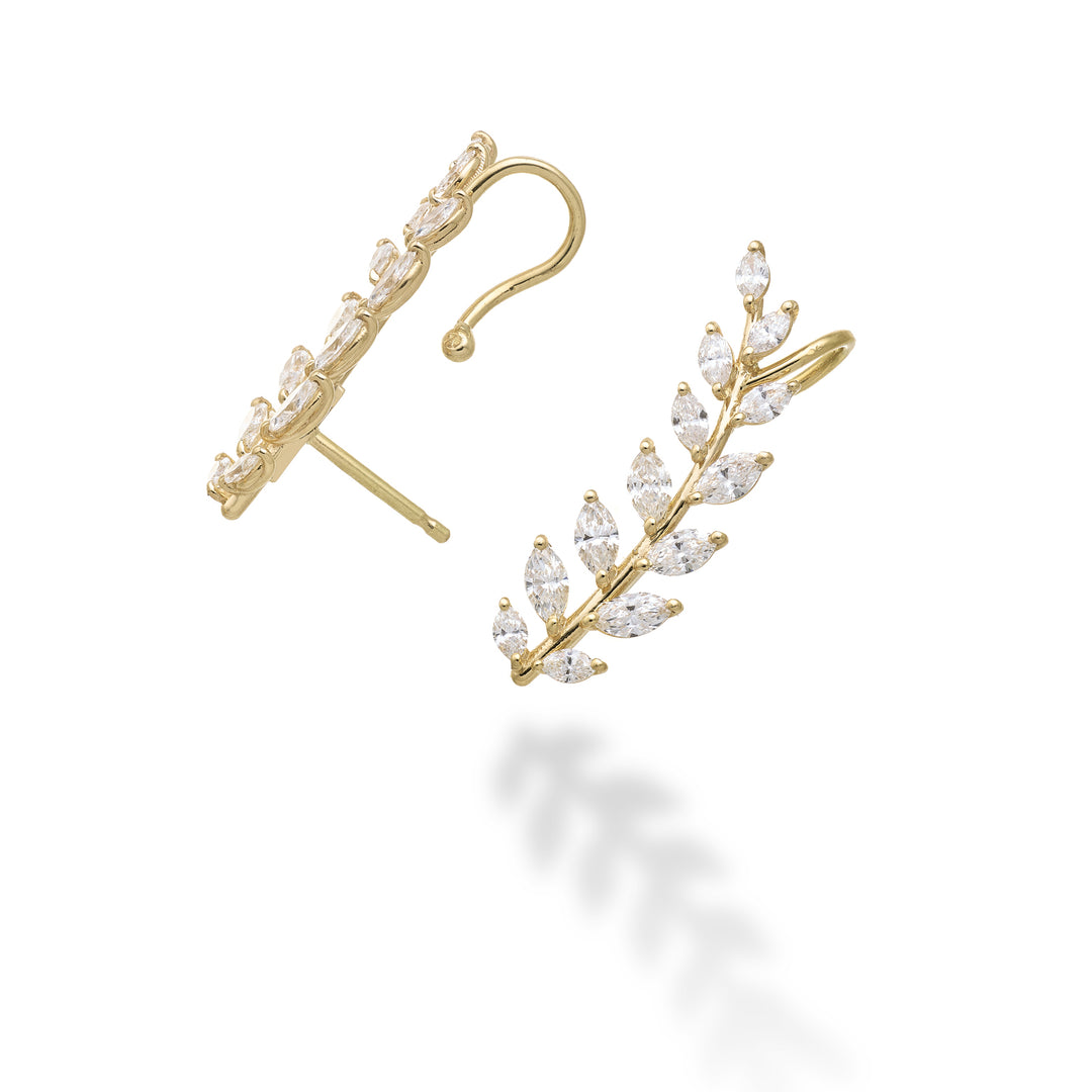 Golay mono earring olive tree with marquise, yellow gold, left OD840DGSX-26062110081
